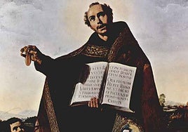 San Román de Antioquia con la lengua en la mano, una de las torturas a las que fue sometido durante su martirio.