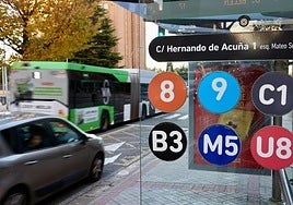 Lugar del incidente, en la parada ubicada a la altura del número 1 de la calle Hernando de Acuña.