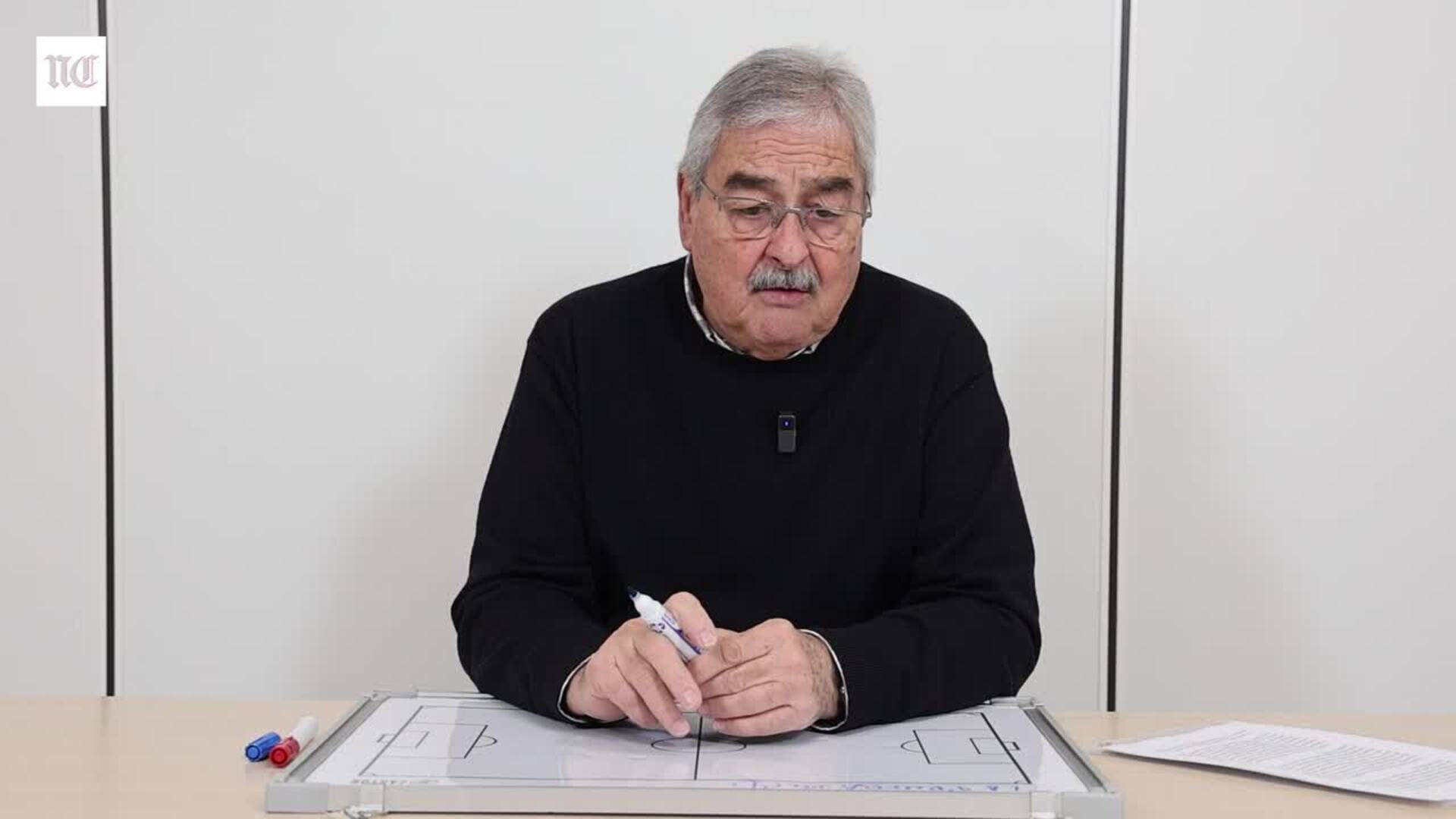 Javier Yepes analiza en su pizarra el debate de fichar o no un '9' para el Real Valladolid