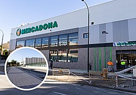 Nuevo súper de Mercadona en Huerta del Rey. En detalle, la nueva calle en la trasera del establecimiento.