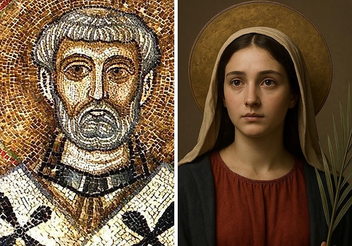 Representación de San Clemente de Roma y Santa Lucrecia de Mérida.