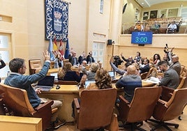 Votación en el Pleno extraodinario celebrado este jueves en el Ayuntamiento de Segovia.