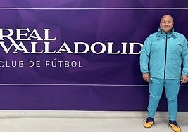 Enrique Alfaro, en la zona mixta del estadio José Zorrilla.