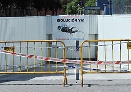 Inundación del aparcamiento de residentes de la plaza de la Solidaridad en marzo de 2021.