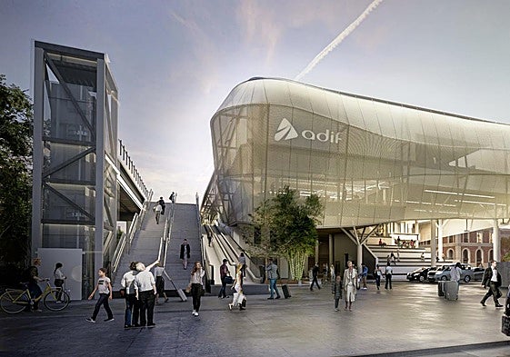 Infografía del futuro edificio de la estación de trenes.
