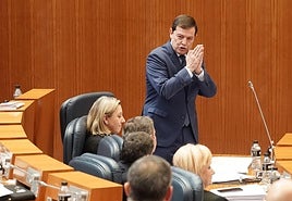 El presidente de la Junta, Alfonso Fernández Mañueco, durante el pleno de las Cortes.