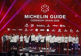 Fotografía de familia de los galardonados con una estrella durante la gala de entrega de los premios, que tuvo lugar este martes en Málaga.