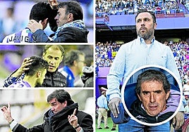 Abel Resino, Alberto López, Marcos Alonso y Sergio González, técnicos que llegaron tras una destitución en Segunda. En pequeño, Almada.