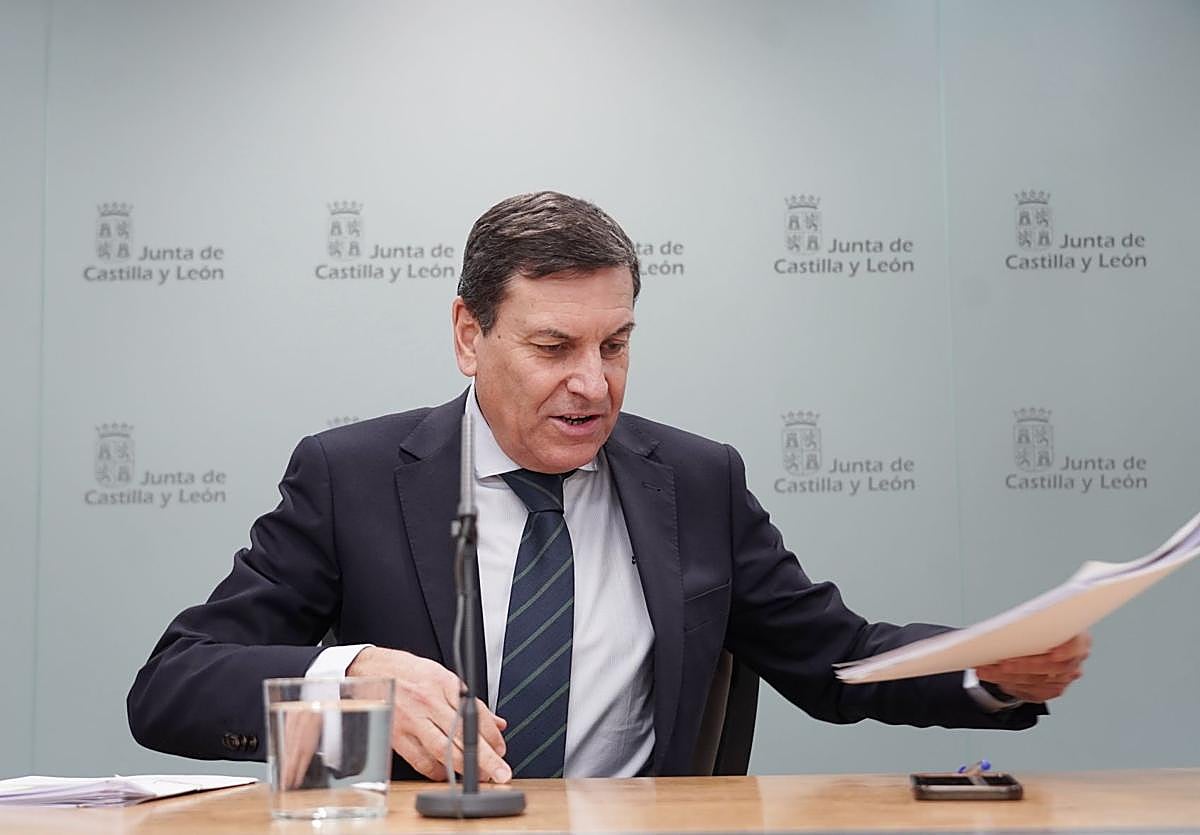 El portavoz de la Junta, Carlos Fernández Carriedo, este jueves en la rueda de prensa posterior al Consejo de Gobierno.