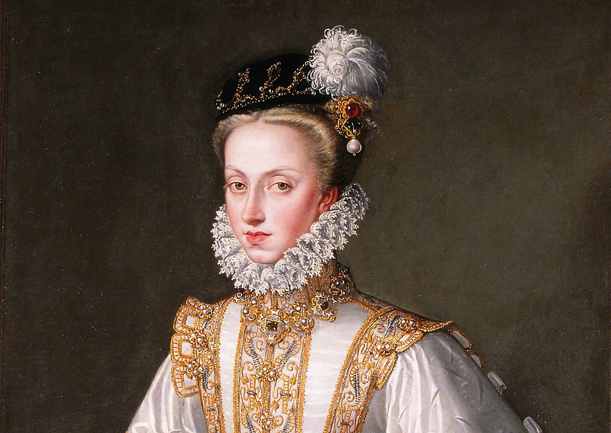 Imagen secundaria 1 - Arriba, María Tudor retratada por Antonio Moro. Abajo, Anna de Austria, en famoso cuadro de Alonso Sánchez Coello, y portada del libro.