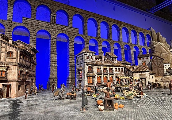 Detalle del belén municipal que ya puede visitarse en La Alhóndiga.