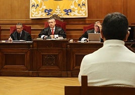 El acusado, de espaldas, ante el tribunal.