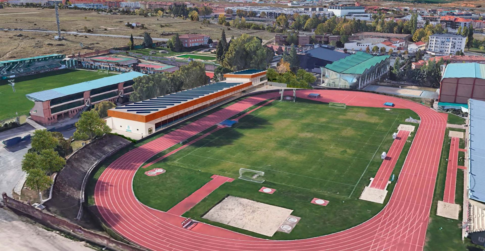 Simulación del futuro módulo cubierto de atletismo de Segovia.