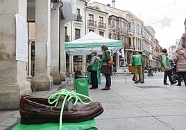La Calle Mayor de Palencia se llena de zapatos