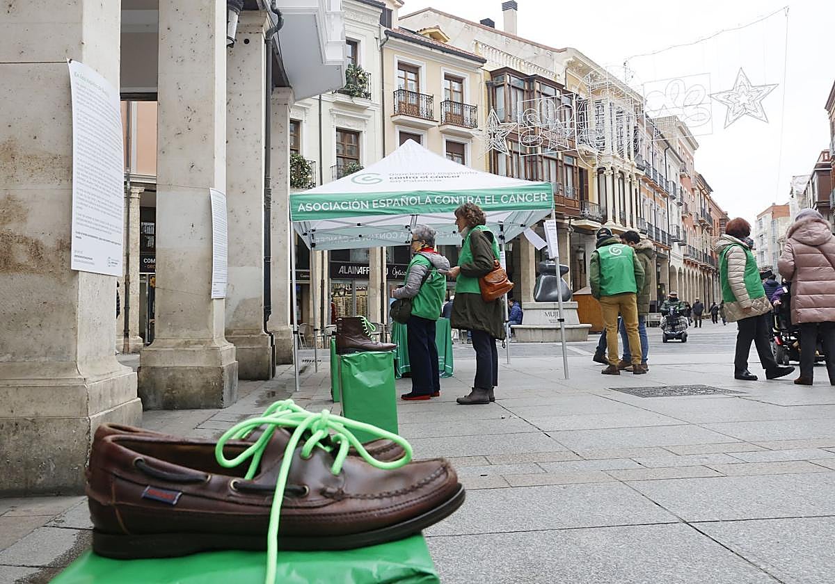 La Calle Mayor de Palencia se llena de zapatos
