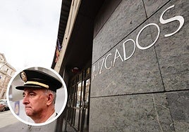 Acceso principal a los juzgados de la calle Angustias. A la izquieda, Luis Fernández, jefe antidroga de la Policía Nacional en Valladolid.