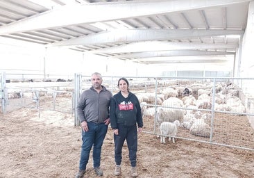Manuel y Lorena Martín Ortega en su explotación de ovino de leche en Cubillas de Cerrato.