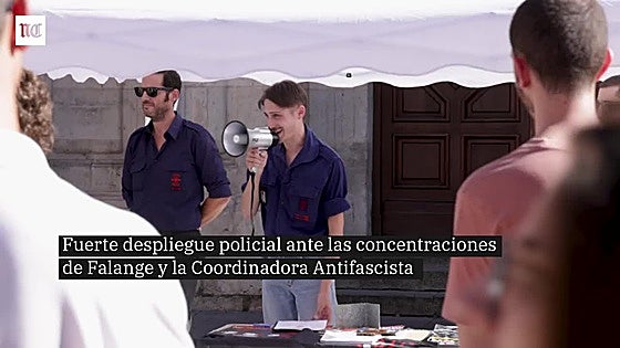 'Cara al Sol' y 'Fuera fascistas de la universidad', los dos cánticos que coinciden este lunes en el centro de Valladolid