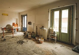Habitación en obras en el interior de un domicilio particular.