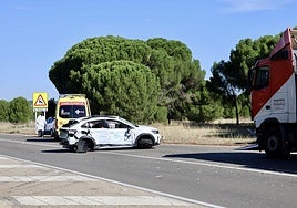 Accidente ayer en Alcazarén.