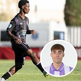 El costamarfileño Ligué, con la camiseta blanquivioleta en su debut, y Sergio Esteban.