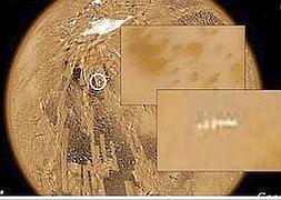 Imagen captada a través de Google Mars del supuesto edificio, de color blanco y con franjas rojas. / Foto: Nasa | Vídeo: YouTube