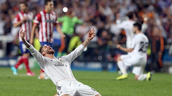 Sergio Ramos celebra la consecución de la Décima. 