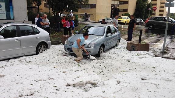 Imagen de la granizada que ha caído sobre Madrid. 