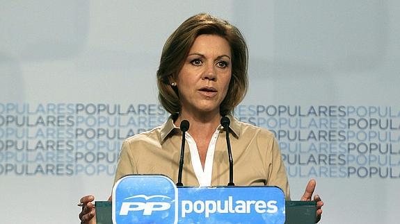 La secretaria general del PP, María Dolores de Cospedal. 