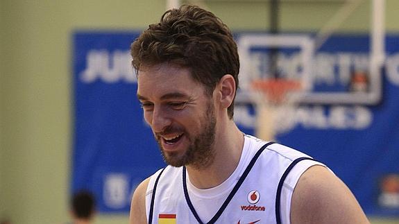 Pau Gasol, en un entrenamiento. 