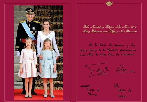 Los Reyes, junto a sus hijas en su felicitación navideña. 