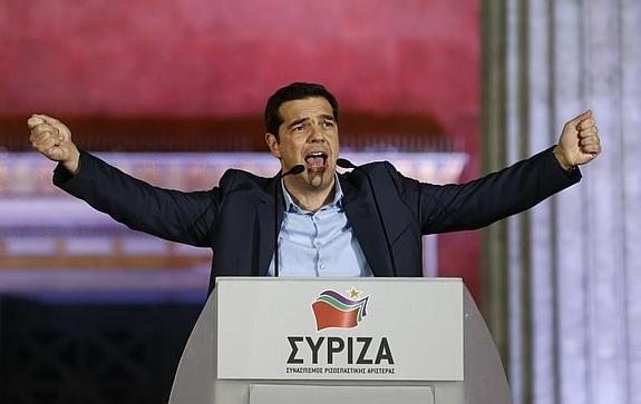 El líder de Syriza llega a la sede del partido en Atenas.