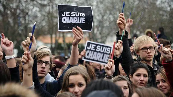 Manifestación en una localidad francesa. 