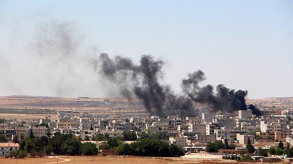 Combates registrados en Kobane. 