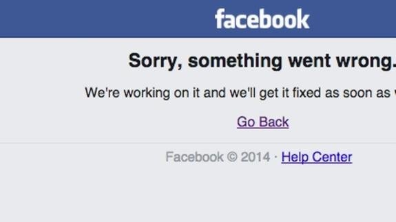 Mensaje de error de Facebook.