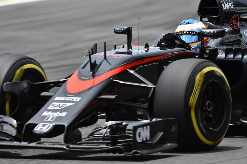 Alonso, durante el GP de Brasil. 