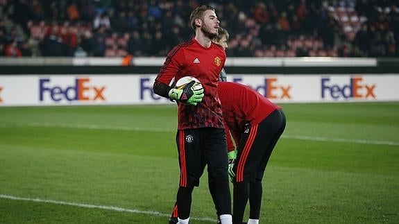 De Gea, durante el calentamiento. 