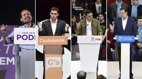 Combo de fotografías de los candidatos a la Presidencia del Gobierno de los cuatro grandes partidos.