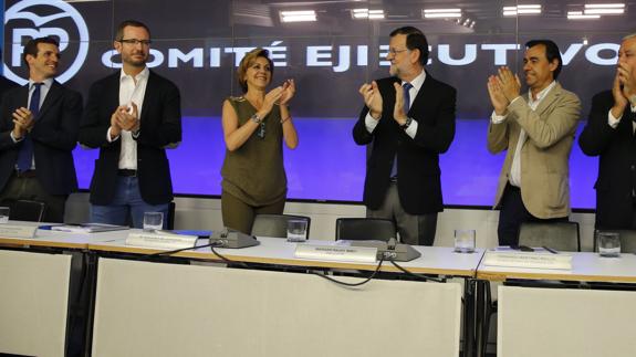 Rajoy, junto a parte de la cúpula del PP durante el Comité Ejecutivo Nacional . 