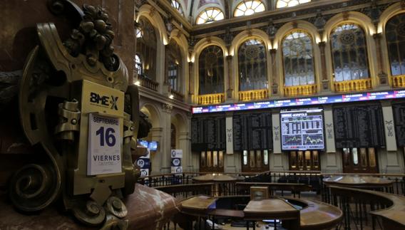 Interior de la Bolsa de Madrid.