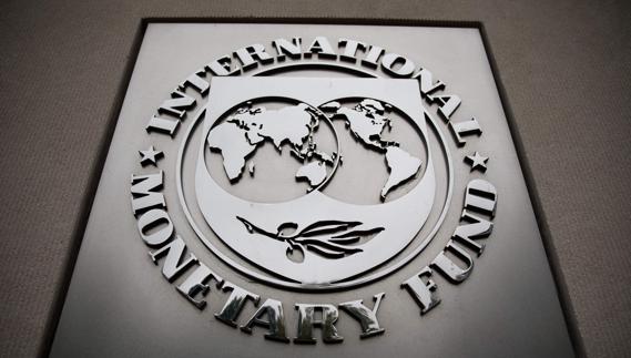Placa del FMI en su sede de Washington.