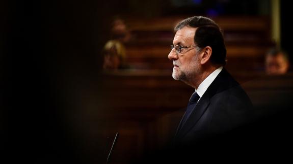 Mariano Rajoy, durante su intervención en el Congreso. 