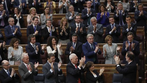 Mariano Rajoy, tras ser investido presidente en el Congreso de los Diputados.