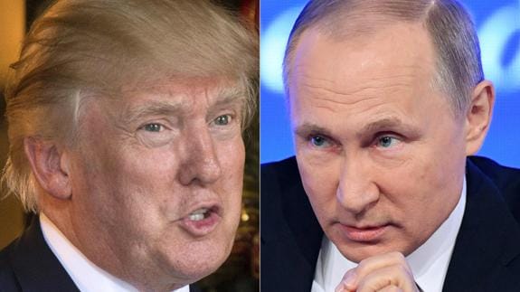 Combo de fotos de Donald Trump y Vladimir Putin.