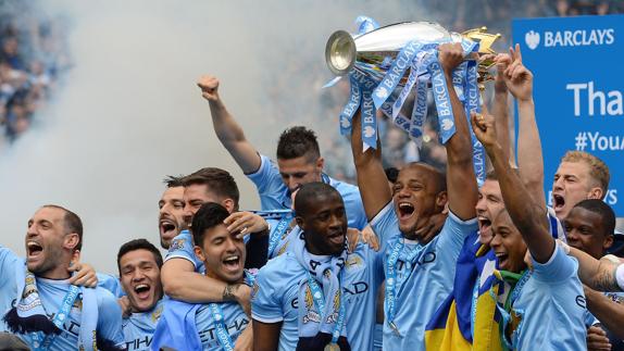 El Manchester City celebra un título. 