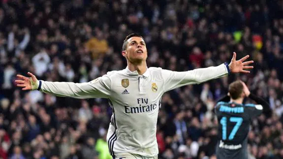 Cristiano Ronaldo celebra un gol. 