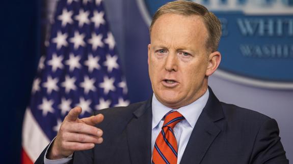 El portavoz de la Casa Blanca, Sean Spicer durante la rueda de prensa. 