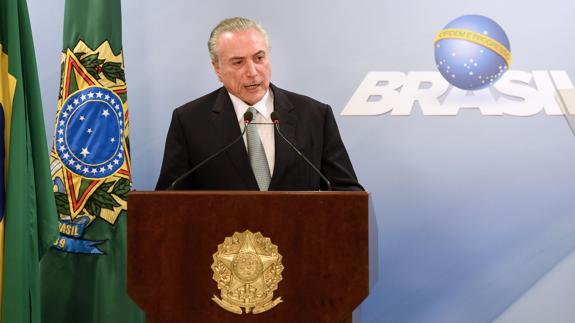 El presidente de Brasil, Michel Temer, en rueda de prensa.