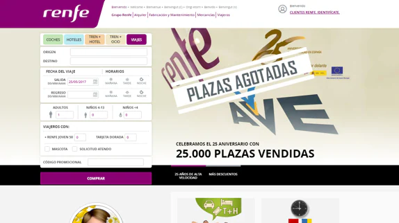 La web de Renfe avisa de que las plazas están agotadas.