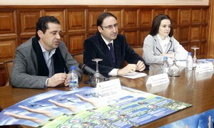 Miguel Ángel de la Fuente, Anfonso Polanco y Vanesa Guzón, en la presentación del programa en el Ayuntamiento / A. Quintero